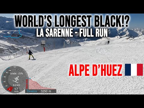 [4K] Skiing Alpe d'Huez, La Sarenne - World's Longest Black!? Only 8 km, France, GoPro HERO13