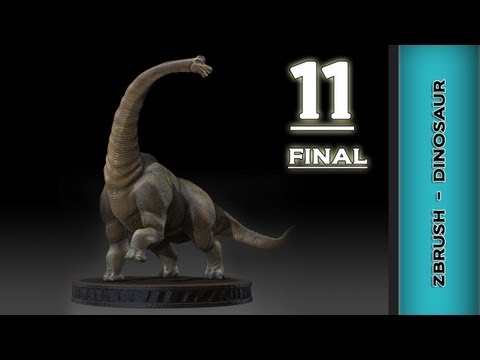 Zbrush Texturing Tutorial - Dinosaur (brachiosaurus) Part 11 Final