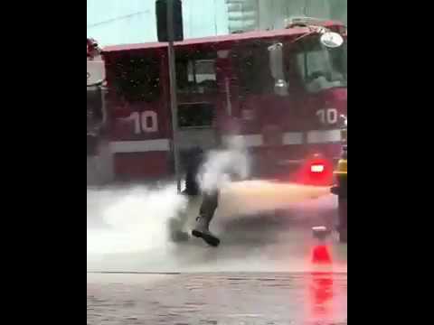 FIRE HYDRANT EXPLODES ON GUY !!