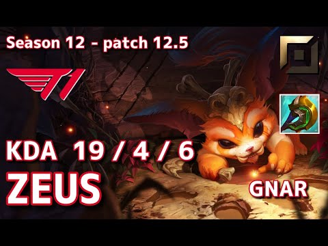 【KRサーバー/M1】T1 Zeus ナー(Gnar) VS レネクトン(Renekton) TOP - Patch12.5 KR Ranked【LoL】