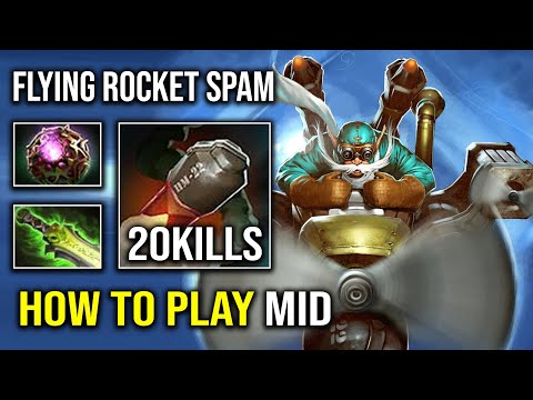 How to Play Mid Gyrocopter in 7.32e with Flying Rocket Skill Spam Insane Magic Burst Dota 2