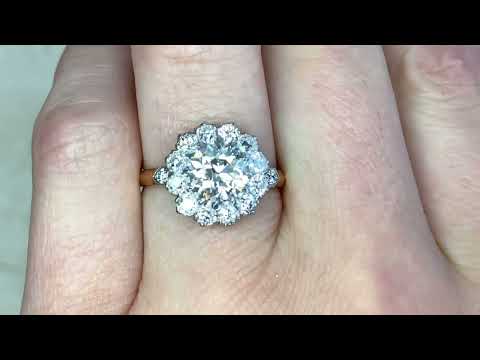 Old European Diamond Cluster Floral Motif Engagement Ring - Fairfield Ring - Hand Video