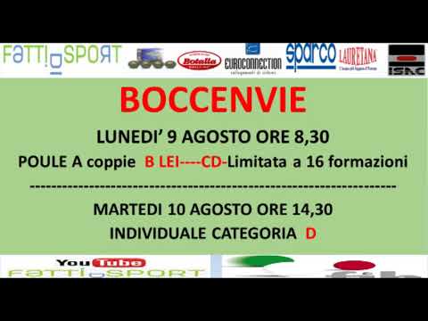 Bocce : Envie (CN) - Programma Gare 09 - 10 Agosto 2021