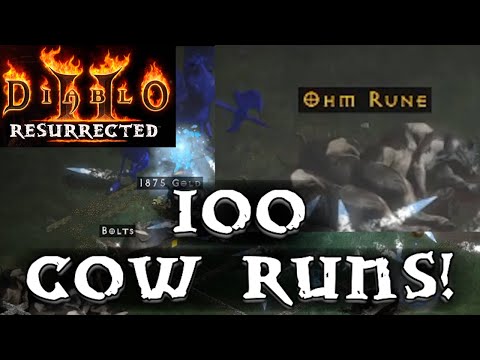 Diablo 2 Resurrected:  100 Cow Runs Drop Highlights!!!