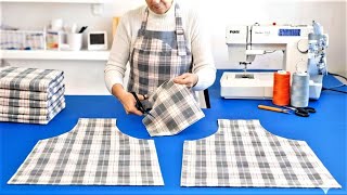 Download lagu 2 aprons from 1 meter of fabric WITHOUT A PATTERN ✂️ Waste-free layout on fabric. mp3