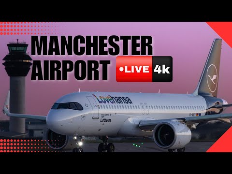 Avião ao vivo no aeroporto de Manchester