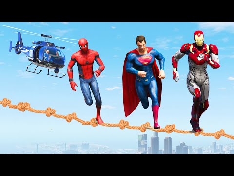 Spiderman vs Green Hulk vs Iron Man - Which Superhero Can Finish parkour in GTA 5?