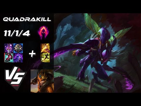 JUNGLE Kha'Zix vs Jarvan IV [QUADRAKILL] - NA Challenger Patch 25.21
