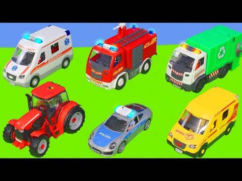 Excavator, Tractor, Fire Truck, Garbage Trucks & Police Cars Toy Vehicles for Kids