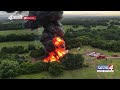 Tank battery fire sparked by lightning strike