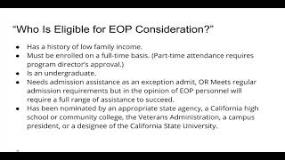 Educational Opportunity Program [EOP] Introduction