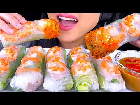 ASMR SHRIMP SPRING ROLLS & PEANUT SAUCE MUKBANG Eating Show (EATING SOUNDS) ASMR Phan