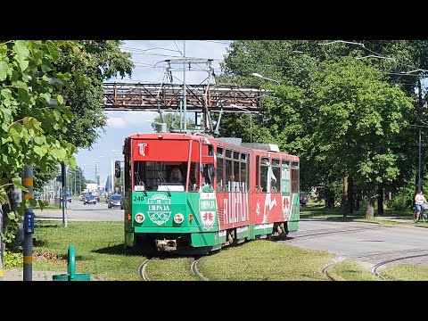 Liepāja tram line T Brīvības iela - Mirdzas Ķempes iela with Tatra KT4D
