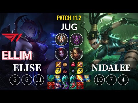 T1 Ellim Elise vs Nidalee Jungle - KR Patch 11.2