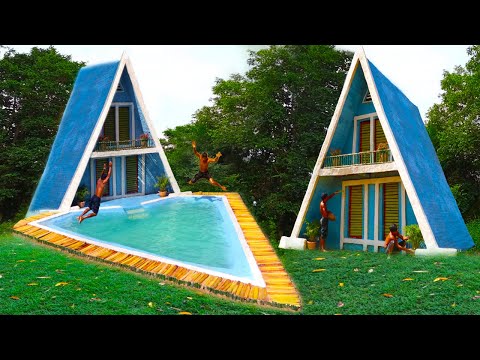 [ Full Video ]Build The Most Mud House Shaped Alberta A & Beautiful Swimming Pool By Ancient Skills