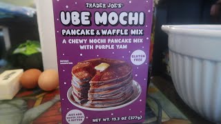 Trader Joe's UBE MOCHI Pancake & Waffle Mix with Purple Yam taste test! Delicious!