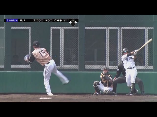 【ファーム】マリーンズ・細谷がフェンス直撃のタイムリー2ベースを放つ!! 2018/3/27 M-F(ファーム)