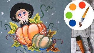 👻🍁🎃Halloween painting, Little Witch and Pumpkins