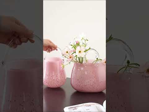 Handbag Pink Glass Flower Vase