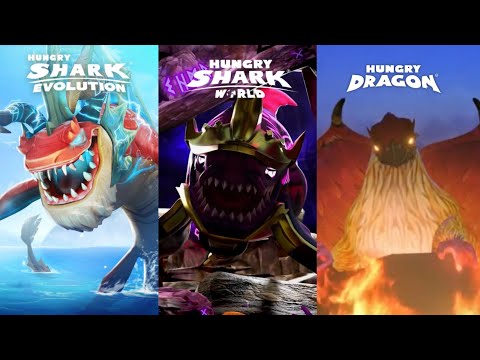SHARKNAROK VS ABYSSAL SHARK VS ASHBEAK - Hungry Shark VS Hungry Dragon