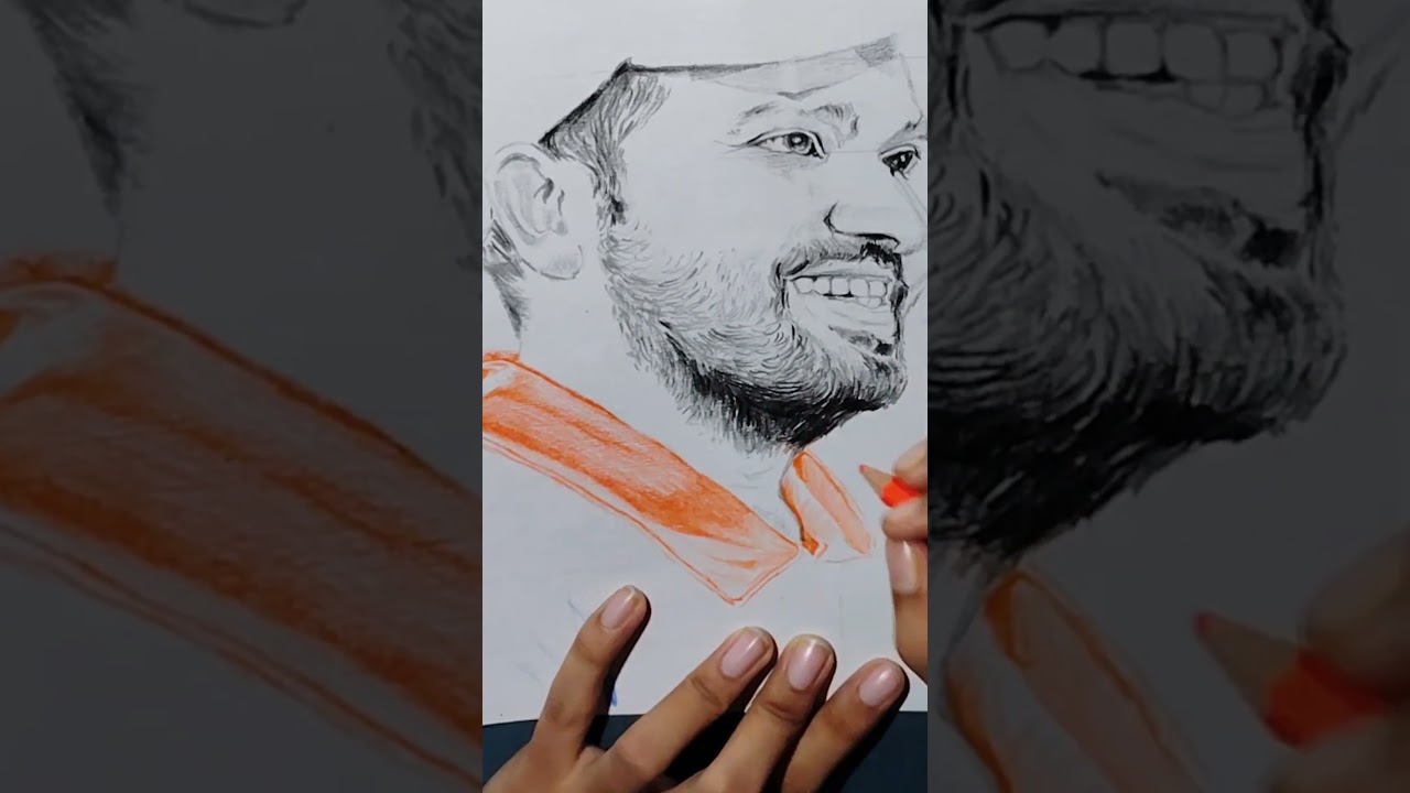#Cricket #player #Rohit Sharma #Portrait #art #drawing #sketch