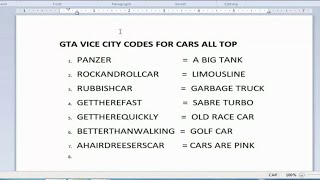 GTA Vice City Cheat Code For All Cars All Important HD
