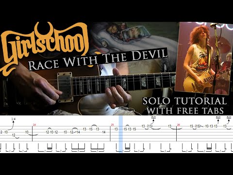 Girlschool - Race With The Devil last guitar solo lesson (with tablatures and backing tracks)