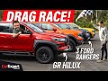 Drag Race Toyota HiLux GR Sport V Raptor V V6 Ranger V Wildtrak Surprising Results
