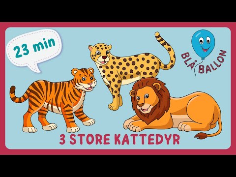 23 MINUTTER: Gepard. Løve Tiger. 3 søde og sjove dyrefilm. Masser af fakta om dyr for børn.