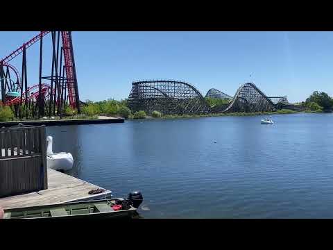 Michigans Adventure Amusement Park 2022 (Corkscrew NEW paint job) #rollercoaster #thunderhawk