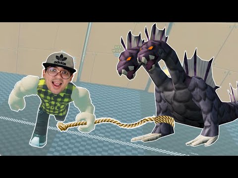 PUXANDO O DRAGÃO DE DUAS CABEÇAS GIGANTE PARA FICAR MAIS FORTE!! - Roblox Strongman Simulator