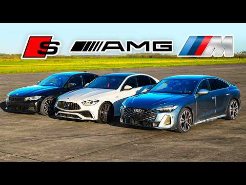 New Audi S5 vs New AMG C43 vs BMW M340i: DRAG RACING