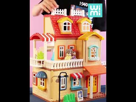 WiMi, Детский кукольный домик с мебелью пластиковый/ Объемный конструктор