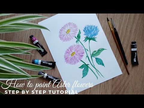 How to paint Aster flowers | Easy watercolor painting| Step by step tutorial.