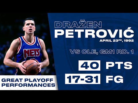 🙌 DRAŽEN PETROVIĆ | GREAT PLAYOFF PERFORMANCES - 40 point explosion 💥 v CLE on 23rd April, 1992