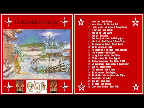 En klassisk svensk jul (spellista) med en tindrande julgran som bakgrund.