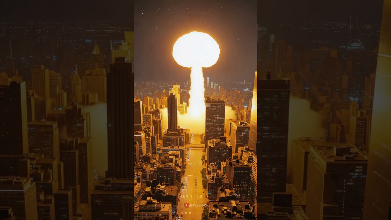 🔥 Nuclear Bomb Destroys City at Night —  #explosion