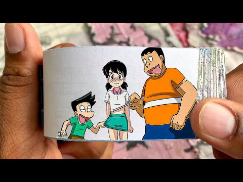 Doraemon Cartoon Flipbook #158 | Gian Suneo Pulls Shizuka Clothes Flip Book | Flip Book Artist 2023
