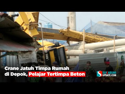 Crane Jatuh Timpa Rumah di Depok, Pelajar Tertimpa Beton