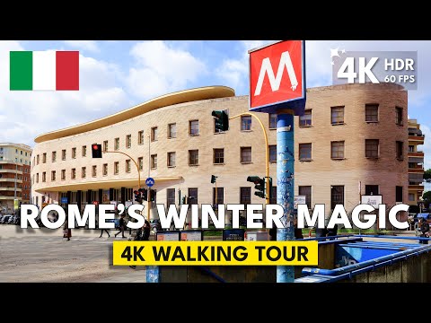 Cozy Winter Walking Tour in Rome 4K: Piazza Bologna to Villa Torlonia | 60fps ASMR