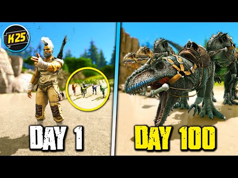 I Survived 100 Days in HARDCORE Ark: Valguero with NEW Dino Abilities 😜