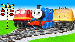踏切アニメ】あぶない電車 Thomas TRAINS PASSING ON CRAZIEST 🚦 Fumikiri 3D Railroad Crossing Animation
