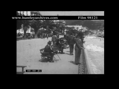Nice, South of France Seafront in 1932.  Archive film 98121