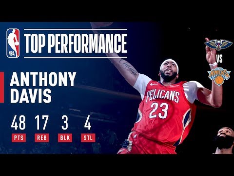 Anthony Davis Throws Up 48 Pts in An OT Win at MSG | January 14, 2018