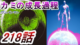 【ワンパンマン】「218話」考察（カミの成長過程まとめ、サイタマと怪人発生・カミ出没の関連性、カミの変化と黒い精子の変化、ブラストの傷、214話伏線回収、あの御方のようなおかた　など）