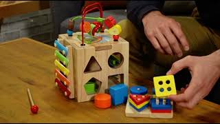 HELLOWOOD Wooden Activity Cube, 8-in-1 Montessori Toys 1+ Year Old Boys & Girls, Educational Toys