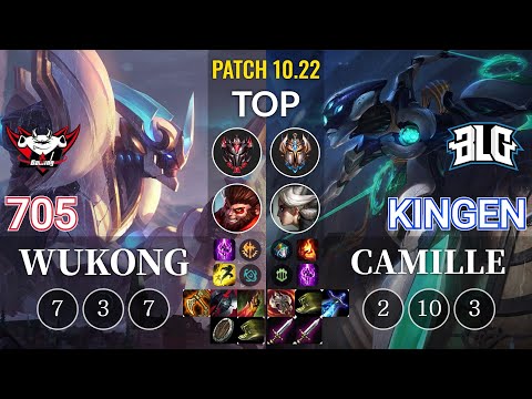 JDG 705 Wukong vs BLG Kingen Camille Top - KR Patch 10.22