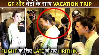 Hrithik Roshan Gets Late For His Flight, Off To Vacation With GF Saba And His Sons