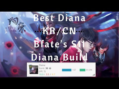 80% win rate Best Diana KR/CN - Jungle - Rank 1 Diana - Bfate - Patch 11.9 - 13/0/6 Perfect KDA