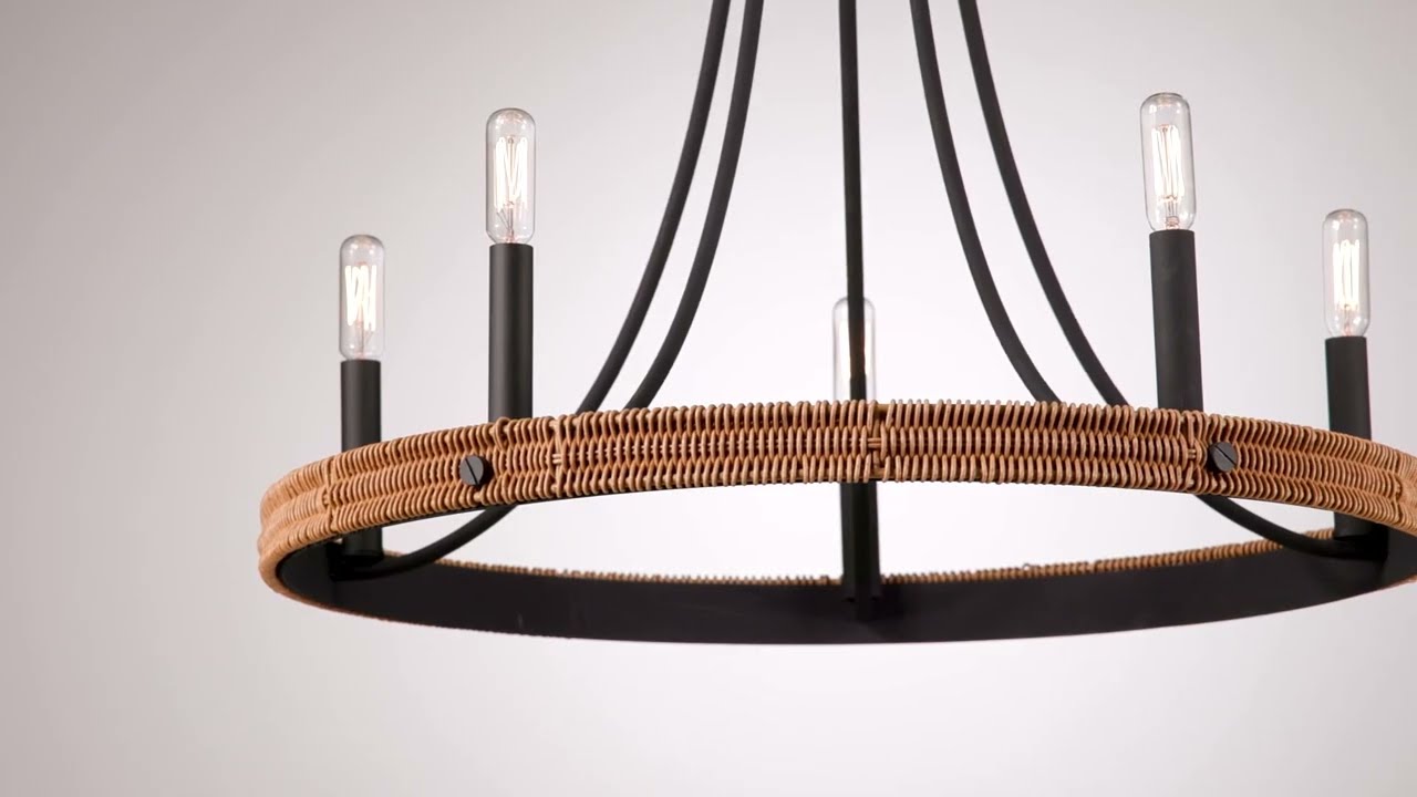 Video 1 Watch A Video About the Navarro Black Wood 6 Light Ring Chandelier